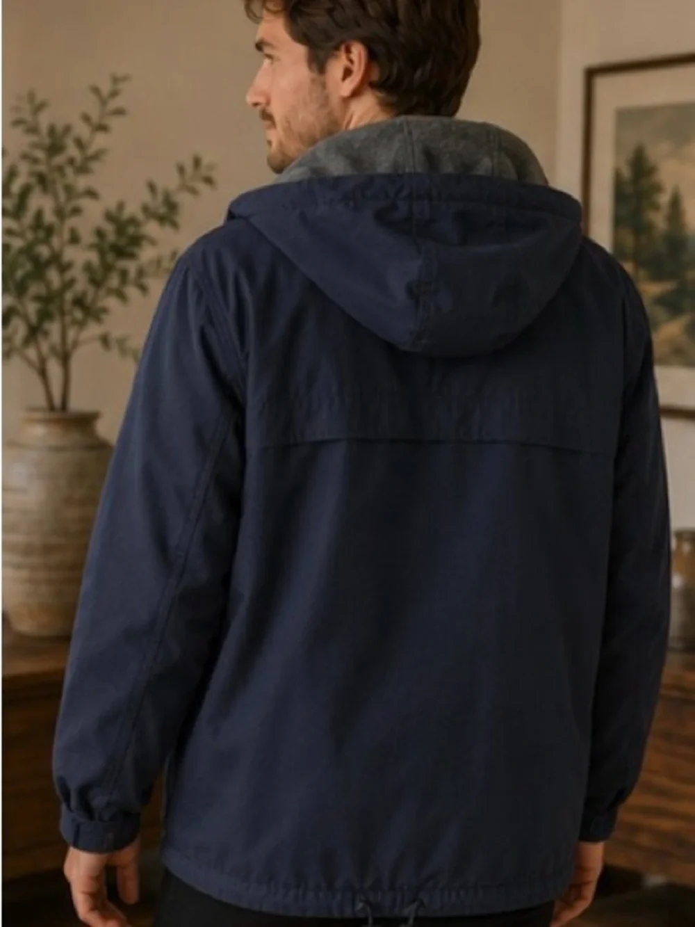 Pacific Trail Men’s XL Hooded Fleece Lined Utility Jacket Navy Removable Hood Ou
